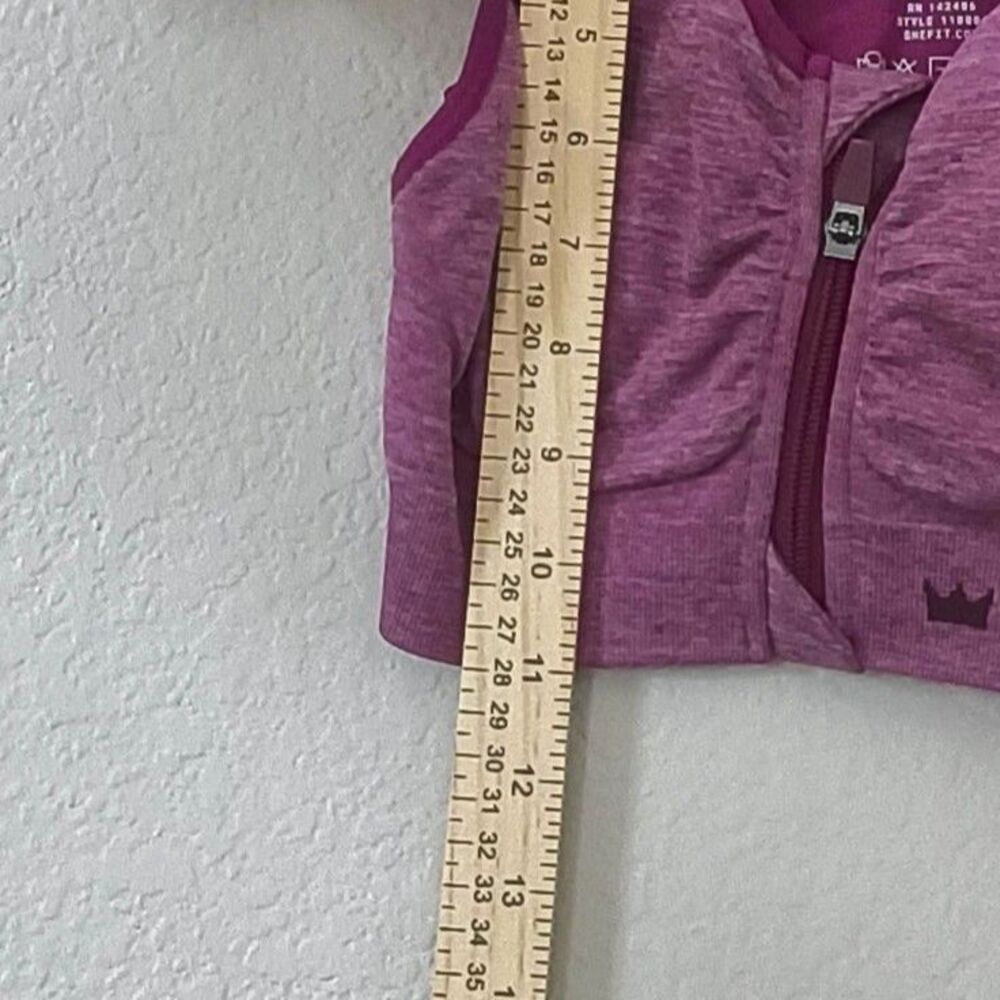 SHEFIT Perfect Lounge Bra Front Zip Sports Bra Fuchsia Heather Small Athleisure - Picture 5 of 5